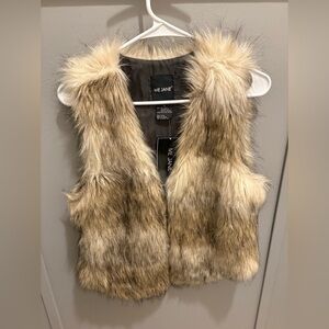 Me Jane Brown and Cream Faux Fur Vest